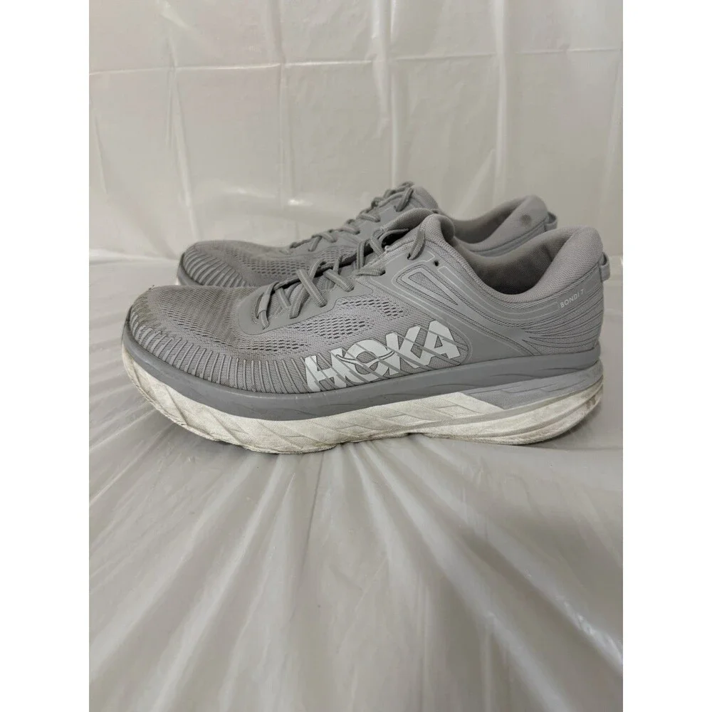 HOKA ONE ONE Bondi 7 Gray Running Shoes Men’s Size 14 Athletic Sneakers